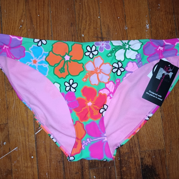 NWT No Boundaries Floral Retro Bikini Bottoms Jr's. XL - Picture 1 of 5